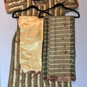 New Silk 3 piece Embodied Brown and Beige Stitched suit